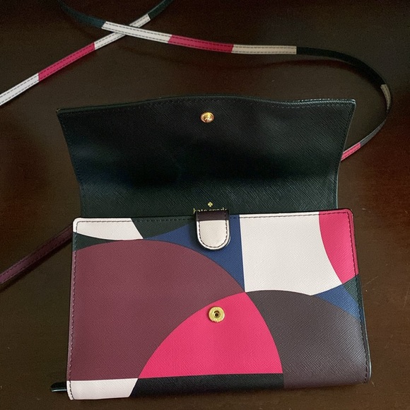 KATE SPADE ♠️ New York LAUREL WAY GEO SPOTLIGHT PINK MULTI CROSSBODY BAG EUC - Picture 5 of 17
